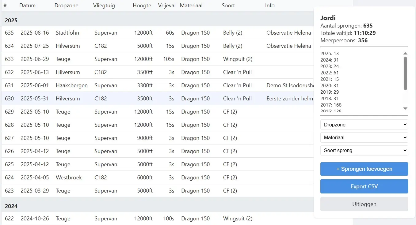 Jumplog.nl screenshot