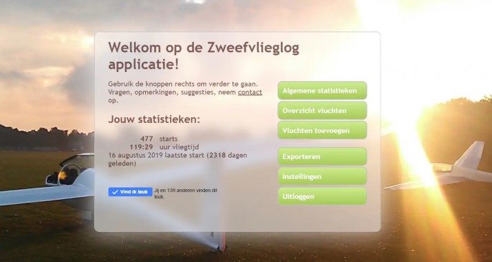 Zweefvlieglog.nl screenshot
